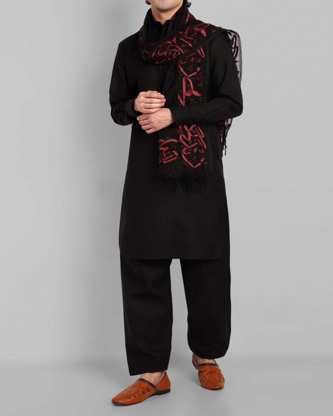 
                  
                    Zindagi Gulzaar Hai Embroidered Calligraphy Shawl- Black
                  
                