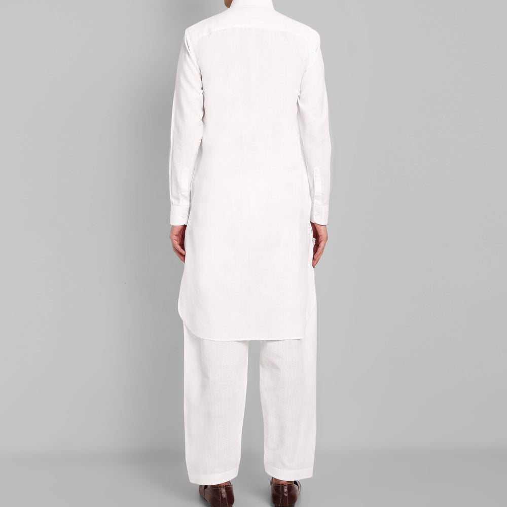 
                  
                    White Cotton-Linen Pathani Suit
                  
                