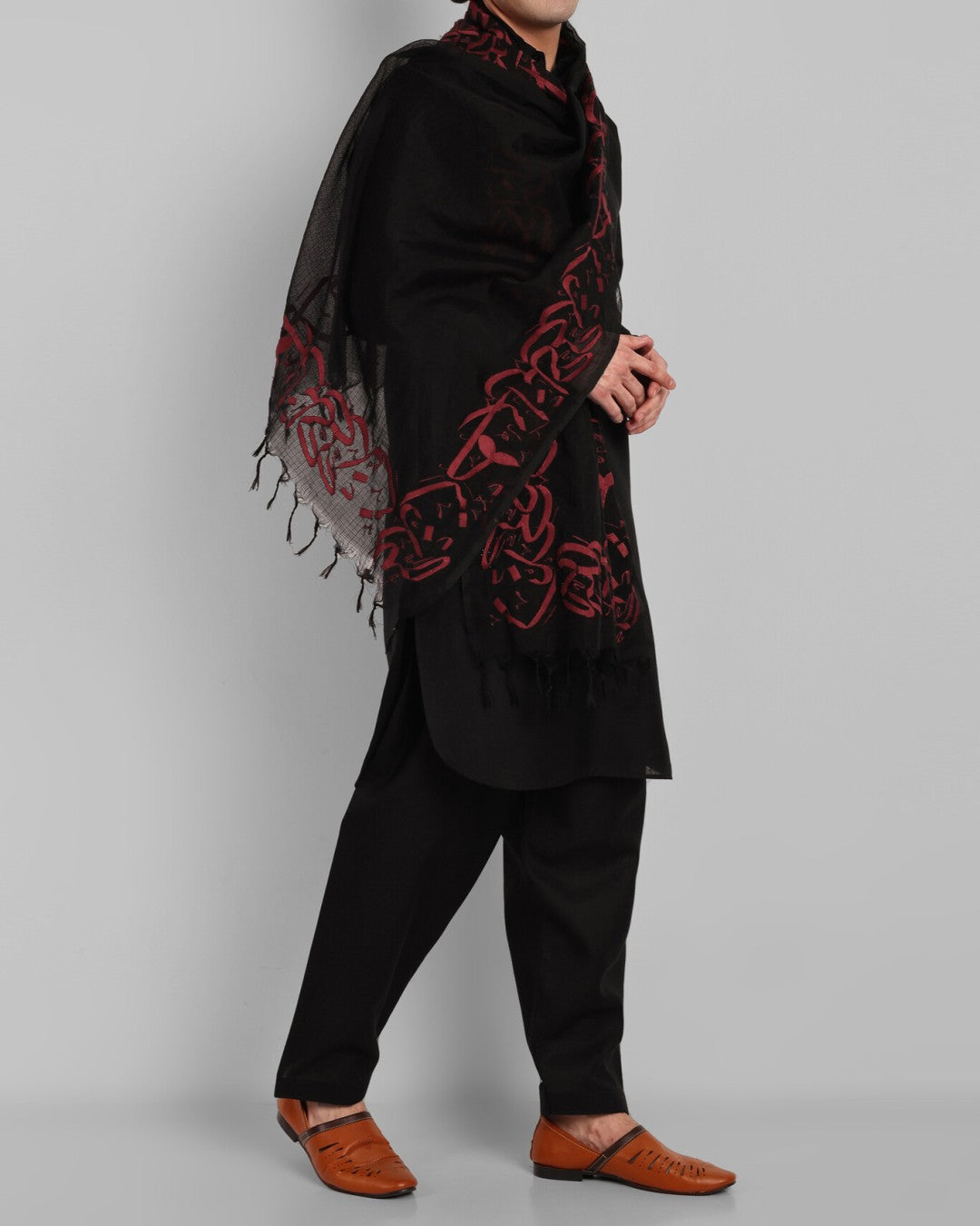 
                  
                    Zindagi Gulzaar Hai Embroidered Calligraphy Shawl- Black
                  
                