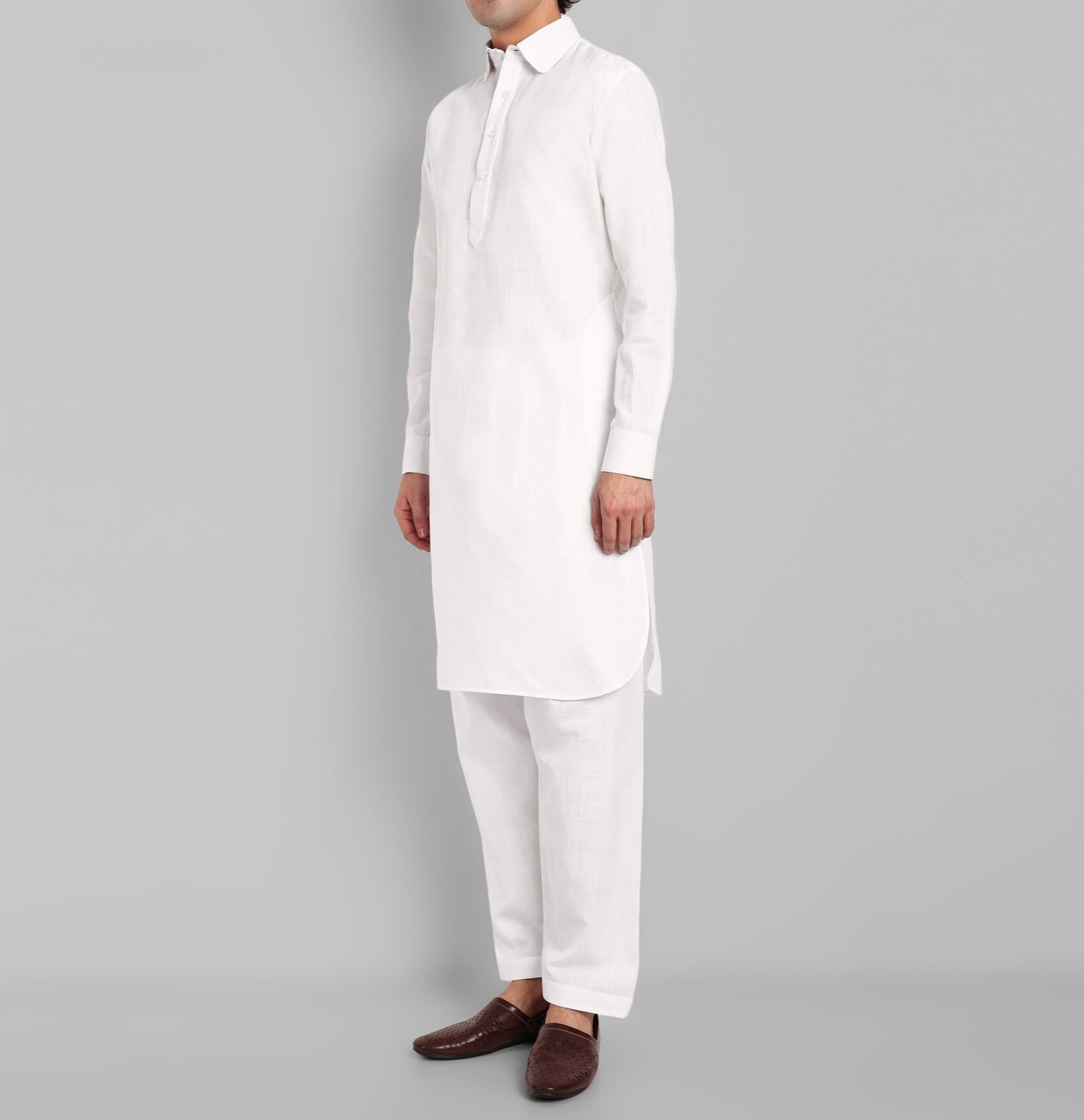 
                  
                    White Cotton-Linen Pathani Suit
                  
                