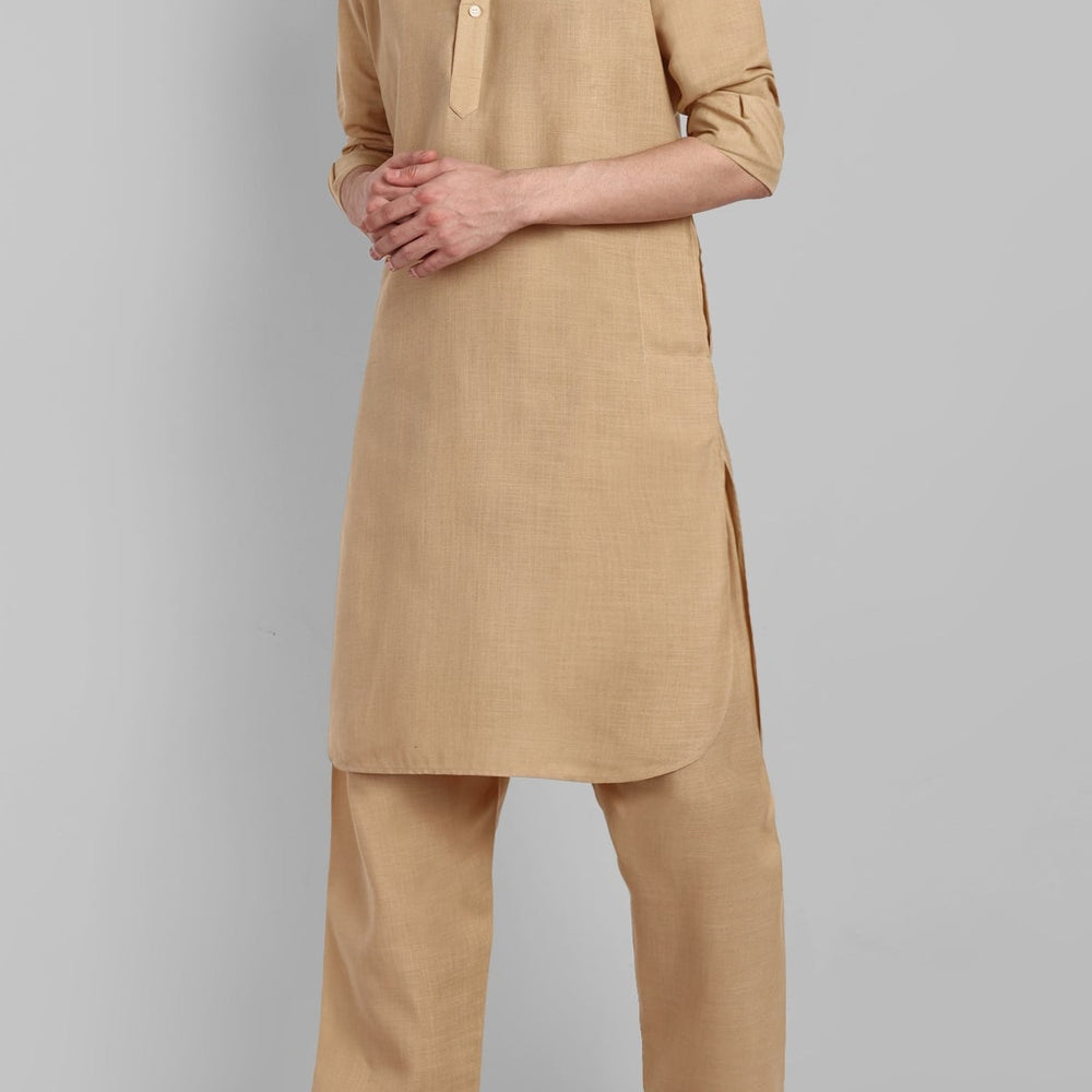 
                  
                    Beige Cotton-Linen Pathani Suit
                  
                