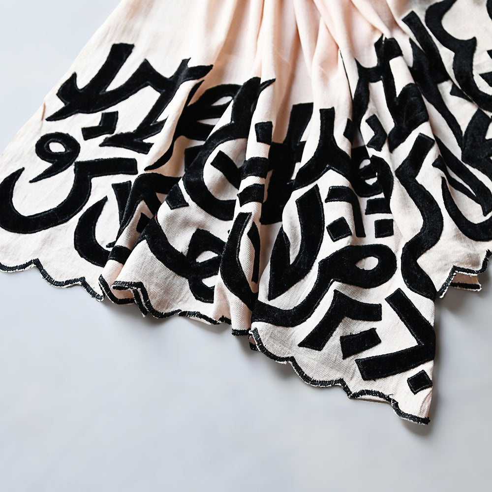 Ivory and black Calligrapgy scarf