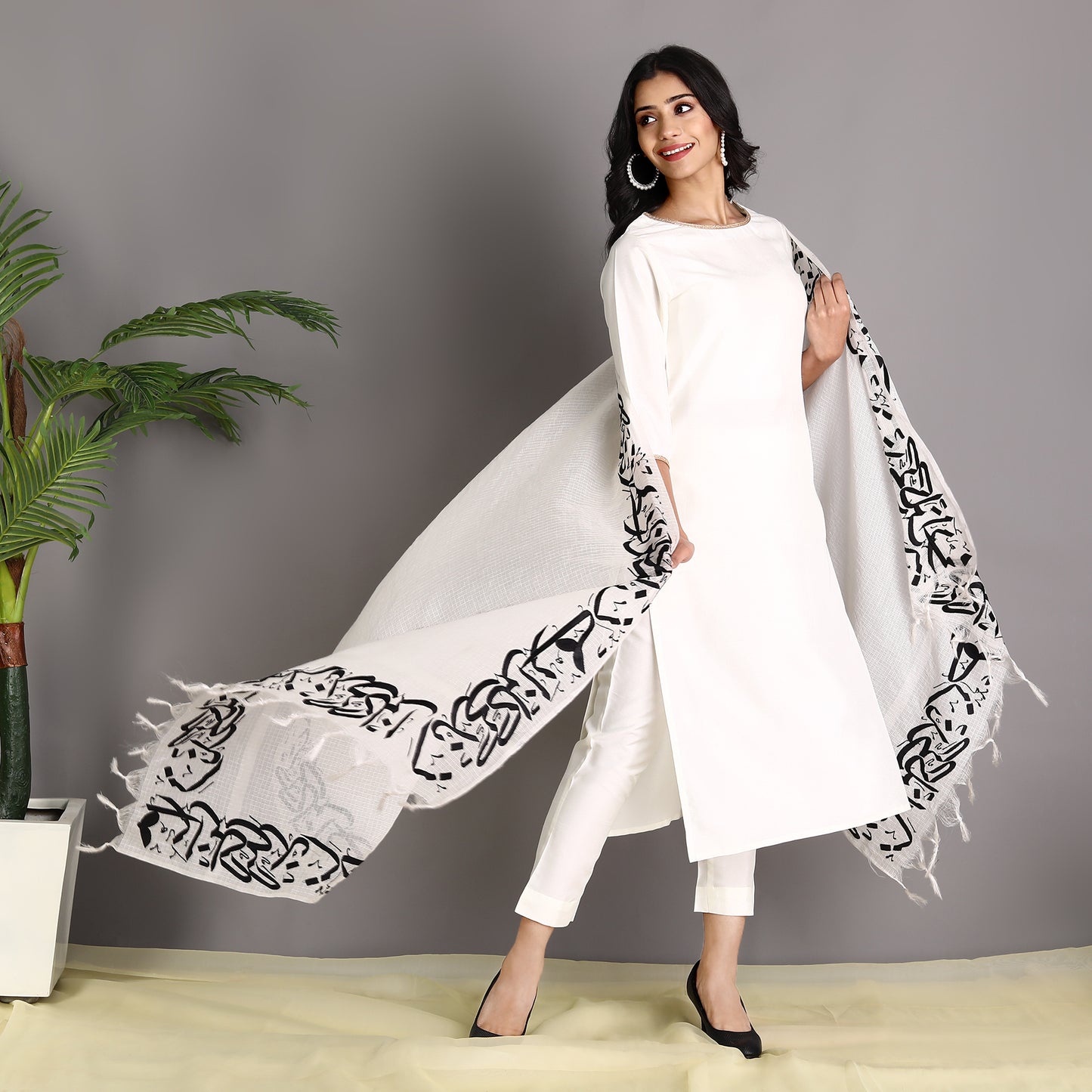 
                  
                    Zindagi Gulzaar Hai Embroidered Calligraphy Shawl-White
                  
                